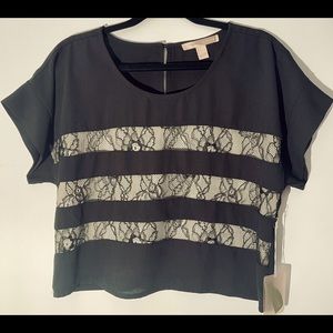 Crop top black with lace by Forever 21
